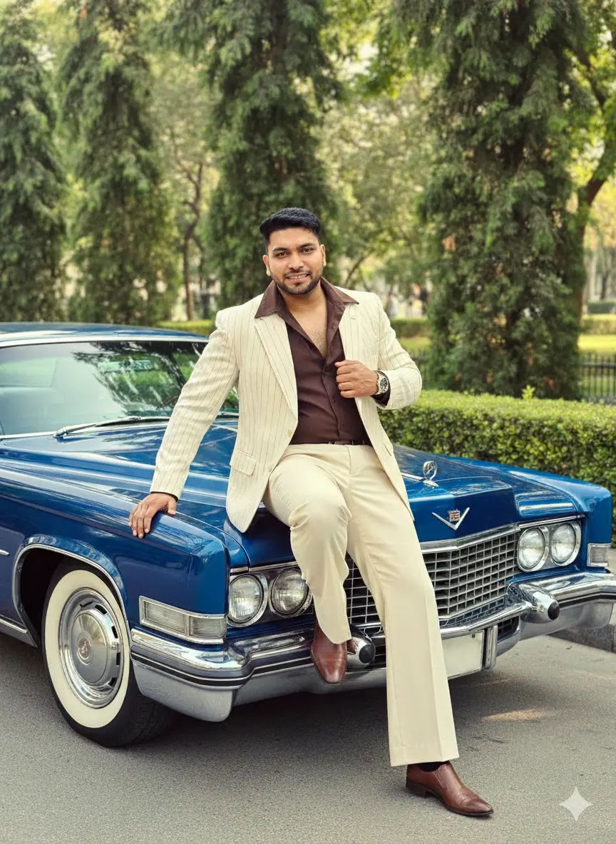1970s Bollywood Vintage Car Portrait