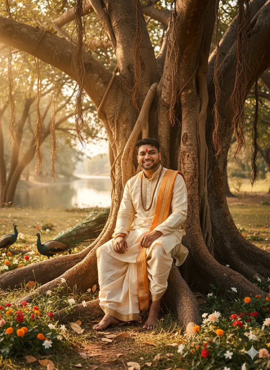 Peaceful Solo Portrait on Tree Root